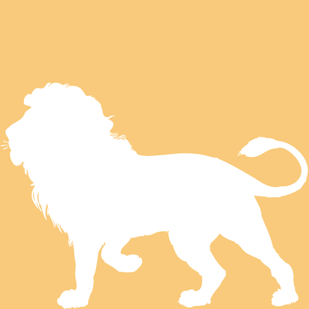 iconographie lion blanc sur fond orange